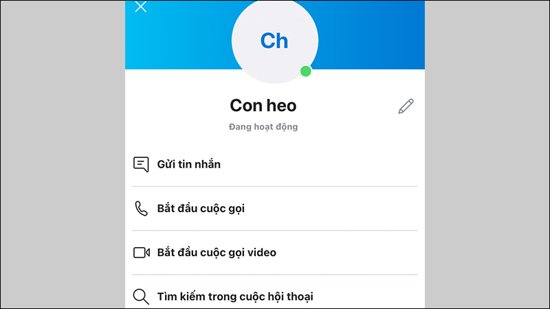 Nhấn vào ảnh đại diện của hồ sợ muốn chặn